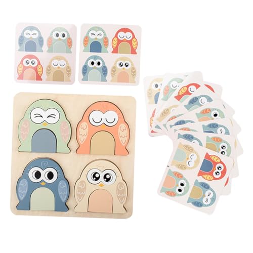 LOLIPPYY 1 Satz Kleinkindspielzeug Tiergesichter Puzzle Kognitive Entwicklung Sicheres stapelspielzeug Holzform passendes hölzerne Formpassungsspiel von LOLIPPYY