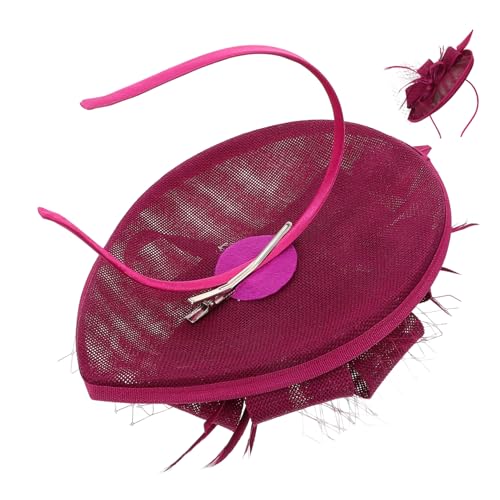 LOLIPPYY 1 Stück Feder Blumen Stirnband elegant haar zubehör hochzeitsdirndl haarband pink hochzeitsbingo Haarzubehör Bögen Bands Feder Haarband Party-Kopfbedeckung Leinenimitat Rosy von LOLIPPYY