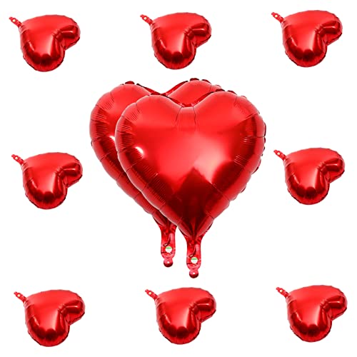 LOLIPPYY 10 Stück Liebe Ballon Geformt Creme Mädchen Party Willkommen Junge Groß Schmücken Erste Valentinstag Klein Hochzeitsherzballon Herzballon Aus Aluminium Blau Und Rot Aluminiumfolie von LOLIPPYY