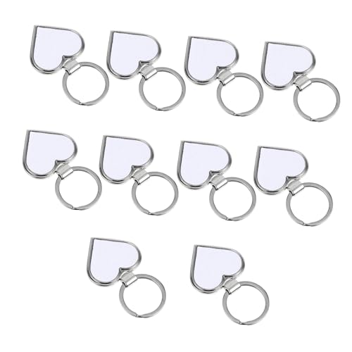 LOLIPPYY 10 Stück Teiliges Herzförmiges Metall Schlüsselanhänger Sublimationsrohlinge Leicht Für DIY Foto Personalisierung Taschen Schmuck Zubehör von LOLIPPYY