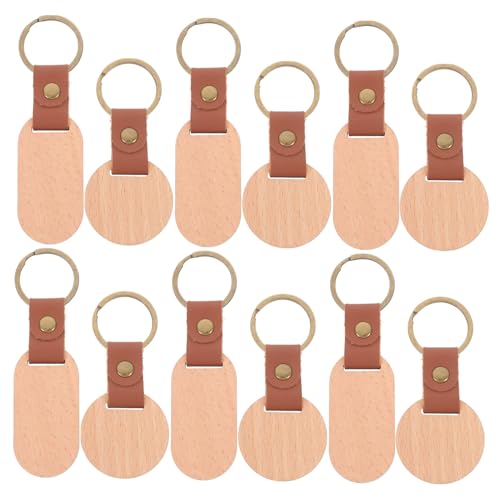 LOLIPPYY 10 Stück Teiliges Holz Schlüsselanhänger Blanko Oval und Rund Stabile Buchenholz Rohlinge zum Basteln Gravierbare DIY Schlüsselring Anhänger für Personalisierte Geschenke und von LOLIPPYY