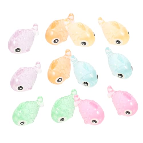 LOLIPPYY 12 Stck Teiliges Mini Leuchtendes Fischornament aus Resin Farbenfrohe Glühende Fischfiguren für Aquarium und Mikro Landschaftsdekoration Langlebig und Realistisch Gestaltet für von LOLIPPYY