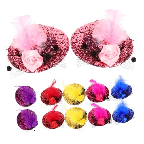 LOLIPPYY 12 Stück Teiliges Mini Fascinator Haarclips mit Schmuck Pailletten dekor Hautfreundlich Winzige Teeparty Hüte für Mädchen und Frauen für Hochzeiten Kostüme Fotoshootings und von LOLIPPYY