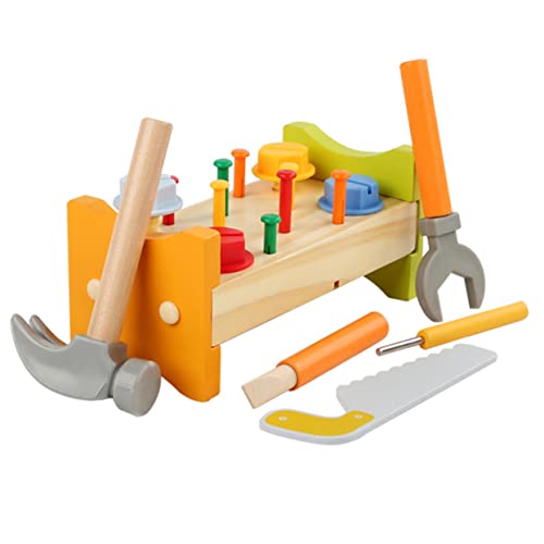 LOLIPPYY 1Satz Hölzerne Pochende Peg Workbench für Pädagogisches mit Hammer Hand Koordination Kreativität für Kleinkinder Vorschulkinder von LOLIPPYY