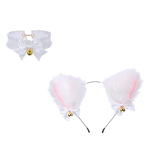 LOLIPPYY 1Satz Katzenohren Haarband mit Fliege und Halskette Süßes Ohrkopfschmuck für Damen und Handgefertigt für Partys und Cosplay Stilvolles Accessoire für Besondere von LOLIPPYY