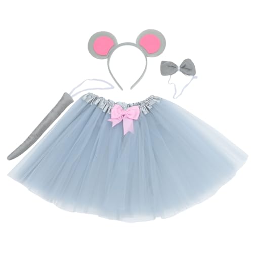 LOLIPPYY Mauskostüm Satz mit Tüllrock Rattenohren Stirnband und Tierkrawatte für Kinder Halloween Cosplay Kostüm für Geburtstagsfeiern von LOLIPPYY