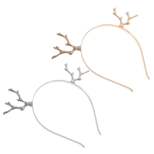 LOLIPPYY 2 Hirschgeweih Haarreif aus Metalllegierung Cartoon Stirnband für Weihnachten Party Cosplay und Erwachsene Bequemes Weihnachtskopfschmuck von LOLIPPYY