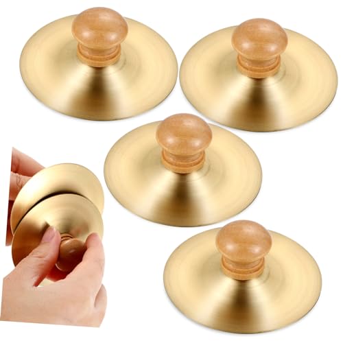 LOLIPPYY 2 Paare Kupfer Fingerzimbeln Musikinstrumente mit Holzgriff Vielseitige Tanzbecken für Bauchtanz und Kinderpartys Robustes Schlaginstrument für Jungen Mädchen von LOLIPPYY