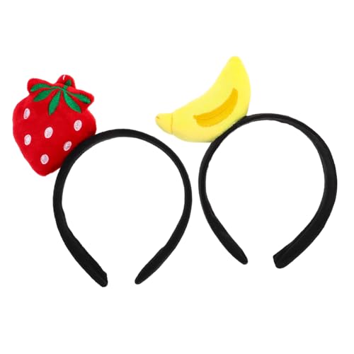 LOLIPPYY 2 Stück Cartoon Obst Haarreifen mit Erdbeer und Bananenmotiv Leichte und Bequeme Haaraccessoires für Party Cosplay und Fotoshootings Vielseitig Kombinierbar von LOLIPPYY