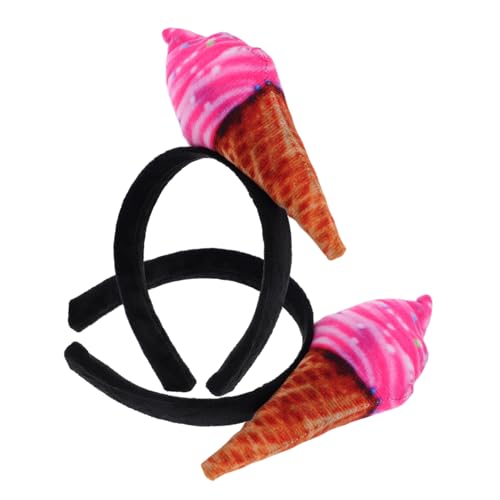LOLIPPYY 2 Stück Eiscreme Kopfband Lustiges Haarschmuck für Damen Süßes Eistüten Design für Kostümpartys Cosplay Gesichtspflege Vielseitig Einsetzbar von LOLIPPYY