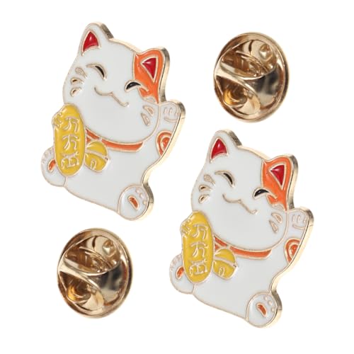 LOLIPPYY 2 Stück Glückskatzenbrosche katzen schmuck Kawaii-Stifte Emaille-Katzennadel kawaii Brosche Katze-Emaille-Stifte Broschennadeln für Katzennadel Brosche Legierung von LOLIPPYY