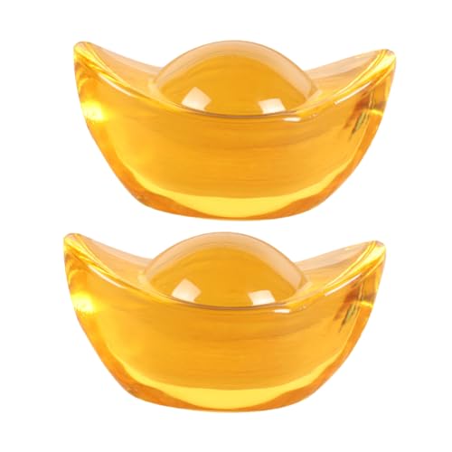 LOLIPPYY 2 Stück Goldene Ingot Dekoration Feng Shui Ornament für Zuhause Citrin Ingot als Festival Deko für Büro und Bringt Wohlstand von LOLIPPYY