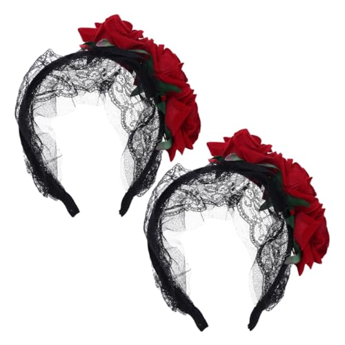 LOLIPPYY 2 Stück Rotes Spitzen-haarband mit Rosen Bequemes Halloween Haar-accessoire für Party und Fotoshootings Vielseitiger Blumenkopfschmuck für Damen LOLIPPYY 2 Stück Rotes Spitzen-haarband mit Rosen Bequemes Halloween Haar-accessoire für Party und Fotoshootings Vielseitiger Blumenkopfschmuck für Damen von LOLIPPYY