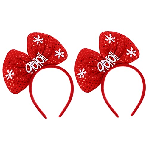 LOLIPPYY 2 Stück Teiliges Haarreif mit Großem Weihnachts Schleifen Bowknot Modisches Haarschmuck für Mädchen Weicher Festlich Dekorativ für Weihnachts und Kostümpartys von LOLIPPYY