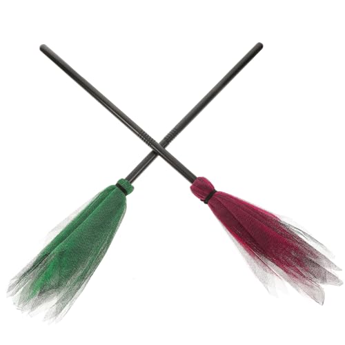 LOLIPPYY 2 Stück Teiliges Halloween Hexenbesen Bunter Hexenbesen als Party Deko und Masquerade Requisite für Halloween und Kostüm Zufällige Farbe von LOLIPPYY