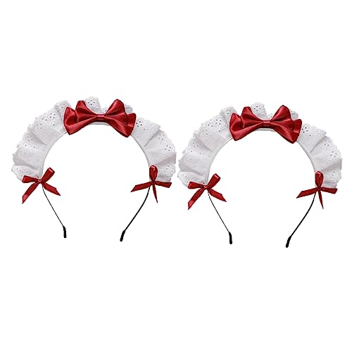 LOLIPPYY 2 Stück Teiliges Lolita Haarschmuck mit Spitzen Schleifen Haarreifen Leichtes Stirnband für Cosplay Party Hochzeit und Alltag Dekorativer Kopfschmuck für Damen von LOLIPPYY