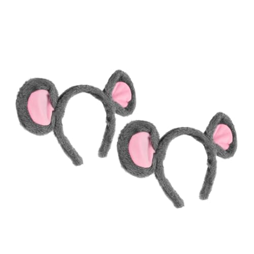 LOLIPPYY 2 Stück Teiliges Mausohren Haarband Kuschelige Tierohren Stirnbänder für Halloween Cosplay und Kostüm Party Zubehör Leichtes Komfortables Design für Langes Tragen von LOLIPPYY