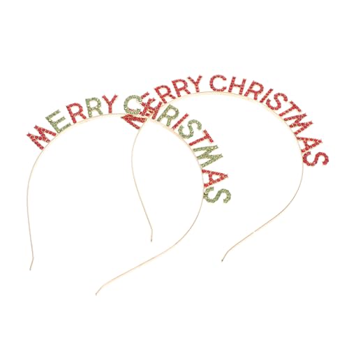 LOLIPPYY 2 Stück Weihnachtshaarband Stirnband mit Buchstabenmotiv Rotes und Farbverlauf Festival Haarreif für Erwachsene und Karneval Weihnachten von LOLIPPYY