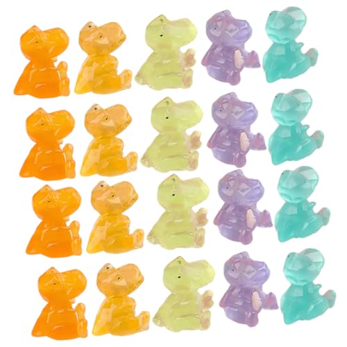 LOLIPPYY 20 Stück Leuchtende Dinosaurier Figuren Teiliges Miniatur aus Robustem Resin Glühend im Dunkeln Cartoonartige Designs für Mikrolandschaft Garten und DIY Dekoration von LOLIPPYY