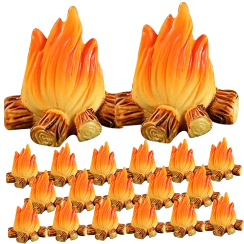 LOLIPPYY 20 Stück Teiliges Miniatur Modell Harz Künstliches Feuer Dekoration für Garten Bonsai Camping Party Detailreiches Realistisches Zubehör für Mikro Landschaften und DIY von LOLIPPYY