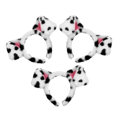 LOLIPPYY 3 STÜCKE Teiliges Dalmatiner Hundeohren Haarband Langlebiges Verstellbares Kostüm accessoire für Erwachsene Realistisch Gestaltete Gefälschte Dalmatiner Haarreif für Cosplay und von LOLIPPYY