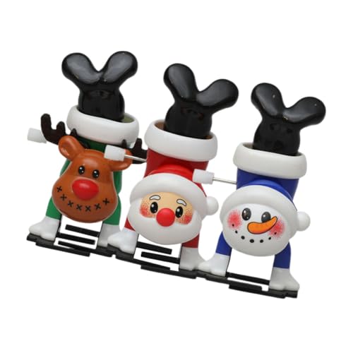 LOLIPPYY 3 Stück Teiliges Aufziehspielzeug Weihnachten mit Weihnachtsmann Rentier Schneemann Motiv Dekoratives Tischornament und Lustiges Xmas für Weihnachtsstrumpf Füller und Party von LOLIPPYY