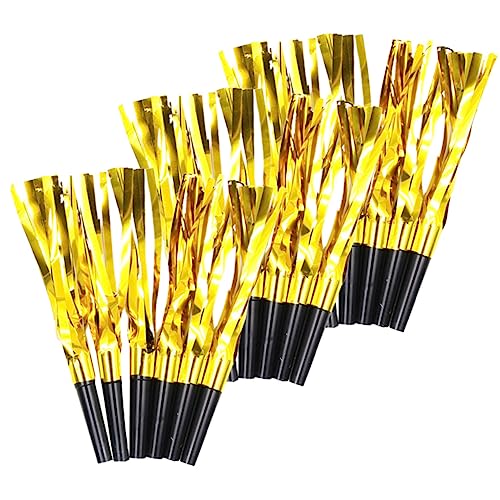 LOLIPPYY 30 Stück Pfeife für kinderspielzeug Silvester Party spielsachen Partyzubehör Kid Toys Musikbläser Jubelpfiffe Sportgebläse Quastengebläse Plastik Golden von LOLIPPYY