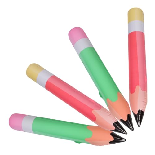 LOLIPPYY 4 Stück Aufblasbare Bleistift Luftballons Jumbo PVC Material Klassenzimmer Party Dekoration Zurück zur Schule Festliche Wandhänger Grün Rot von LOLIPPYY