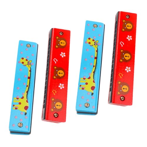 LOLIPPYY 4 Stück Teiliges Löchern Doppelte Reihen Bunte Cartoon Muster Kreatives Musikinstrument für Mädchen und Jungen Tragbares Kinderspielzeug Zufällige Farbe Zufällige Farbe von LOLIPPYY