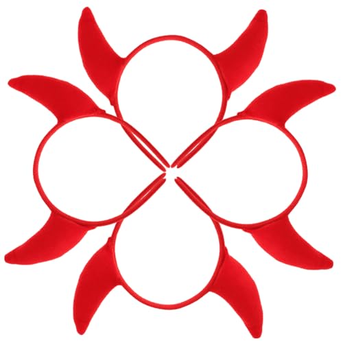 LOLIPPYY 4 Stück Teufelshörner Haarreif Teiliges Rote Kopfbedeckung Cosplay Kopfschmuck für Halloween Party Erwachsene und Originelles Dekoratives Haarband für Kostüm und Maskerade von LOLIPPYY