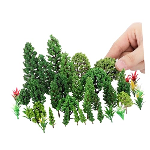 LOLIPPYY 40 Stück Teiliges Miniatur Baum Modell Gemischte Kunststoff Bäume für Diorama Landschaft Stabiles Material Platzsparend für Modellbau Eisenbahn DIY Bastelprojekte Micro Landschaft von LOLIPPYY