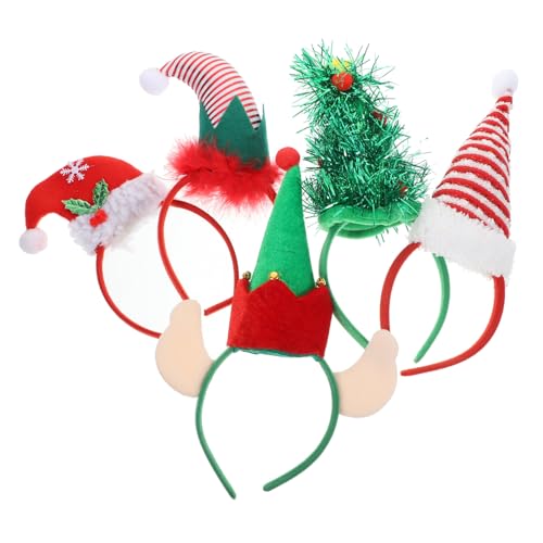 LOLIPPYY 5 Stück Teiliges Weihnachtsmützen Haarreif Langlebige Kopfbedeckung mit Festlichem Festival Hut Design Stabile Rahmen für Erwachsene für Weihnachtsfeier und Party von LOLIPPYY