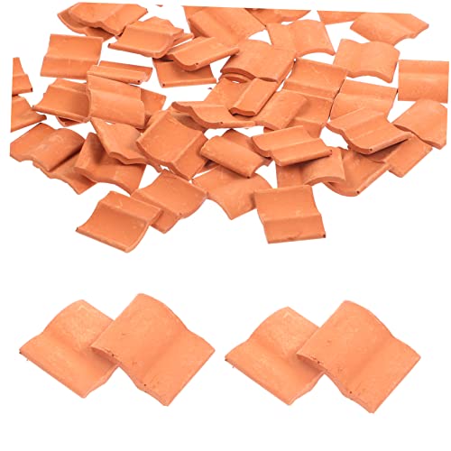 LOLIPPYY 50 Stück Mini-Steine Gefälschter Ziegelstein Kleine Ziegel Für Garten Miniaturschaum Dekoration Lebensechte Miniatur-dachziegel Kreative Dachziegelmodelle Gefälschte Dachziegel Ton von LOLIPPYY