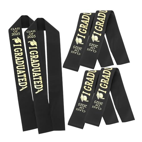 LOLIPPYY 6 Stück 2025 Abschlussfeier Träger Studentenschärpe Abschluss Giveaways Abschluss Zubehör Abschlussfeier Zubehör Abschluss Zubehör Glückwunsch Abschluss Dekorationen von LOLIPPYY