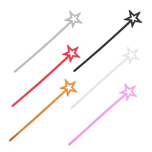 LOLIPPYY 6 Stück Prinzessin Stock Fee Für Geburtstag Mädchen Kostüm Kind Party Sternenstäbe Zauberstab Aus Holz Zauberstäbe Sternenstab Bühnen-Performance-zauberstab- Hexenstab Pp von LOLIPPYY