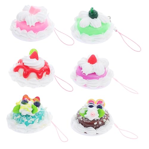 LOLIPPYY 6 Stück kleiner Kuchenanhänger gefälschtes Essen falsches Brot gefälschtes Gebäck Dessert-Simulationsmodell Faux-Gebäck-Display Kuchen-Modell gefälschter Kuchen PVC von LOLIPPYY
