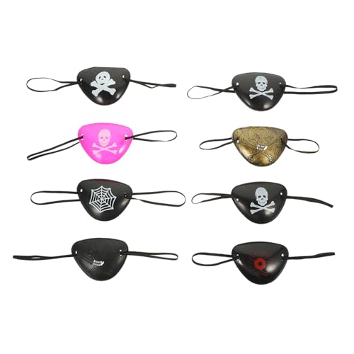 LOLIPPYY 8 Stück Teiliges Halloween Piraten Augenklappen Einäugige Schädel Cosplay Accessoires Einzigartige Party Deko für Erwachsene für Kostümpartys und Karneval von LOLIPPYY