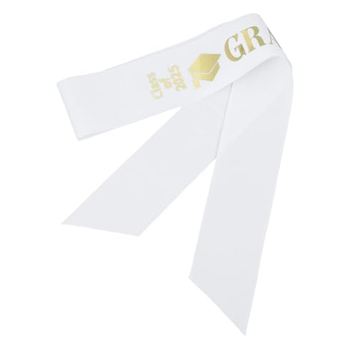 LOLIPPYY Abschlussfeier-träger Abschluss Liefert Graduierte Dekoration Glückwunsch Schärpe Herzlichen Glückwunsch Grad Partyzubehör Absolventenparty Liefert Party Schärpe Weiß Satin von LOLIPPYY