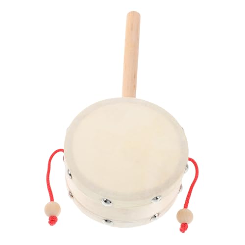 LOLIPPYY Chinesische Holz klangtrommel mit Schaffell Handliche Rasseltrommel für Frühe Musikförderung und Motorische Entwicklung bei Junge Mädchen und Kleinkindern von LOLIPPYY