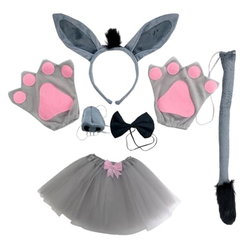 LOLIPPYY Donkey Kostüm Set Teilig mit Ohren Stirnband und Tier Cosplay Zubehör für Halloween Karneval Party und Bühnenauftritte Erwachsene von LOLIPPYY