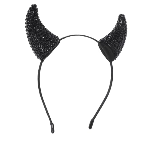 LOLIPPYY Glitzerndes Teufelshorn Stirnband mit Strass Bequemes Halloween Haaraccessoire Verstellbarer Schwarzer Haarreifen mit Kuhhörnern Dämonen Design für Kostüm und Partydekoration LOLIPPYY Glitzerndes Teufelshorn Stirnband mit Strass Bequemes Halloween Haaraccessoire Verstellbarer Schwarzer Haarreifen mit Kuhhörnern Dämonen Design für Kostüm und Partydekoration von LOLIPPYY