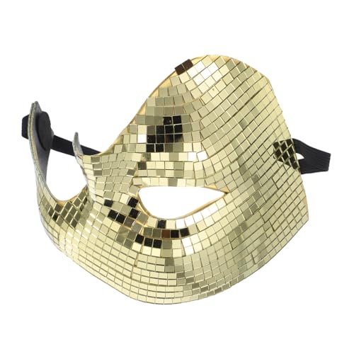 LOLIPPYY Halbgesichts Mirror Maske Goldener Disco Glänzend Reflektierende Masquerade Maske für Halloween Karneval Party Damen und Herren von LOLIPPYY