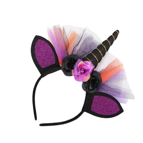LOLIPPYY Halloween Einhorn Haarreif Leichtes Stirnband mit Großem Netzstoff Horn für Erwachsene Originelles Partyzubehör für Halloween Kostüm und Cosplay von LOLIPPYY