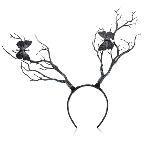 LOLIPPYY Halloween Geweih Haarreif Damen Baumzweig Stirnband Cosplay Kostüm Waldstil Schwarze Antler Headwear für Party und Fotoshooting LOLIPPYY Halloween Geweih Haarreif Damen Baumzweig Stirnband Cosplay Kostüm Waldstil Schwarze Antler Headwear für Party und Fotoshooting von LOLIPPYY