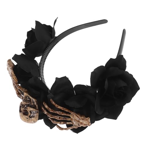 LOLIPPYY Halloween Haarreif mit Künstlichen Blumen und Skelettkopf Wiederverwendbares Party Accessoire Komfortabel und Stabil für Kostümparty und Halloween Verkleidung von LOLIPPYY