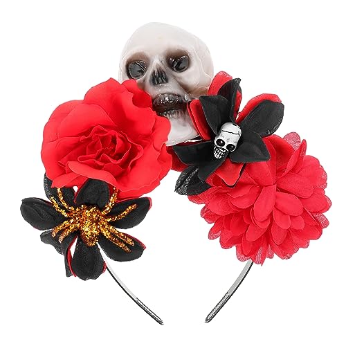 LOLIPPYY Halloween Haarreif mit Rosen Leichter Skelett Kopfschmuck Modisches Cosplay Accessoire für Party und Karneval Komfortables Stirnband für Damen von LOLIPPYY