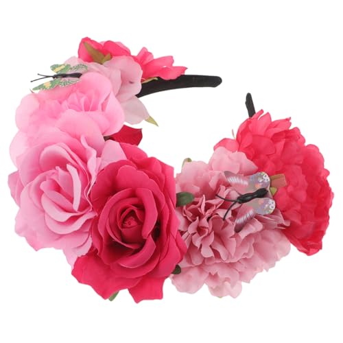 LOLIPPYY Halloween Haarreif mit Schmetterlings Design Mexikanischer Blumenkranz Stirnband für Damen Künstliche Blüten Haarschmuck Vielseitiges Party und Kostüm Accessoire für Tag Toten von LOLIPPYY