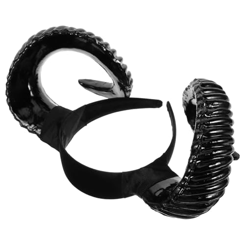LOLIPPYY Halloween Haarschmuck Hörner Haarreif Schwarzer Widderkopfschmuck Cosplay Party Kostüm Zubehör für Damen und Mädchen von LOLIPPYY