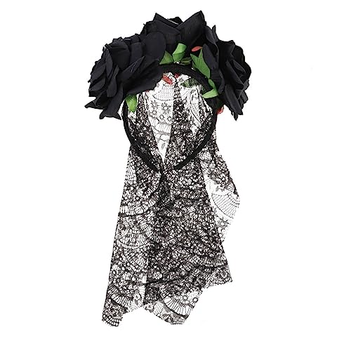 LOLIPPYY Halloween Haarschmuck Spitzen Haarband mit Großer Rosenblüte Blumige Krone Leichtes Stirnband für Kostüm und Themenpartys Eleganter Kopfschmuck für Damen LOLIPPYY Halloween Haarschmuck Spitzen Haarband mit Großer Rosenblüte Blumige Krone Leichtes Stirnband für Kostüm und Themenpartys Eleganter Kopfschmuck für Damen von LOLIPPYY