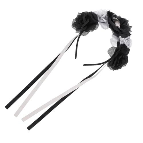 LOLIPPYY Halloween Party Haarreif mit Silbernem Totenkopf und Rosenblumen Kreativer Kopfschmuck für Karneval Maskerade und Bühnenauftritte Stilvolles Accessoire für Damen und Familien von LOLIPPYY